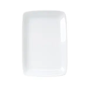 14" Minimalist White Rectangular Porcelain Platter - Fine, Heat-Retentive, Lead-Free Kitchen Tableware Serving Platter