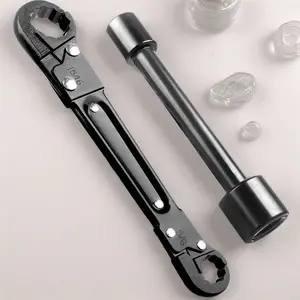 Professional Compression Angle Stop Wrench Kit, Adjustable Swing Ratchet Toolset for Easy Installation, Removing Compression Rings, Brake Caliper Press Plumbing Hand Tool