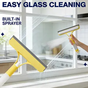 3 in 1 Window Cleaning Scraper, Squeegee andScrubberwithSpray, Multifunctional HouseholdCleaning Tool, CarWindshieldcleaner,Lightweight Silicone Microfiber Wipe White Glass brush cleaner car windscreen cleaning tool home 3-in-1 efficient