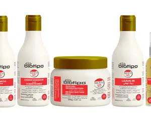Biotipo Brazil Biovit 4D Hair Reconstruction Kit - 6-Piece Damaged Haircare Set with Shampoo/Cleanser, Conditioner, Mask, Leave-In, Repair Serum, Vitamins, Argan Oil, Keratin, Moisturizing Hydrating Treatment