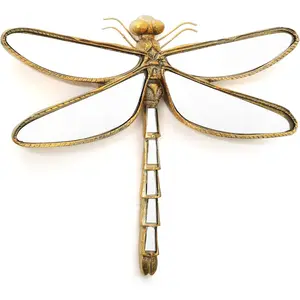 Decorative Bug and Dragonfly Mirrors - Gold Resin and Glass Wall Decor, Perfect for Victorian and European Themed Homes
