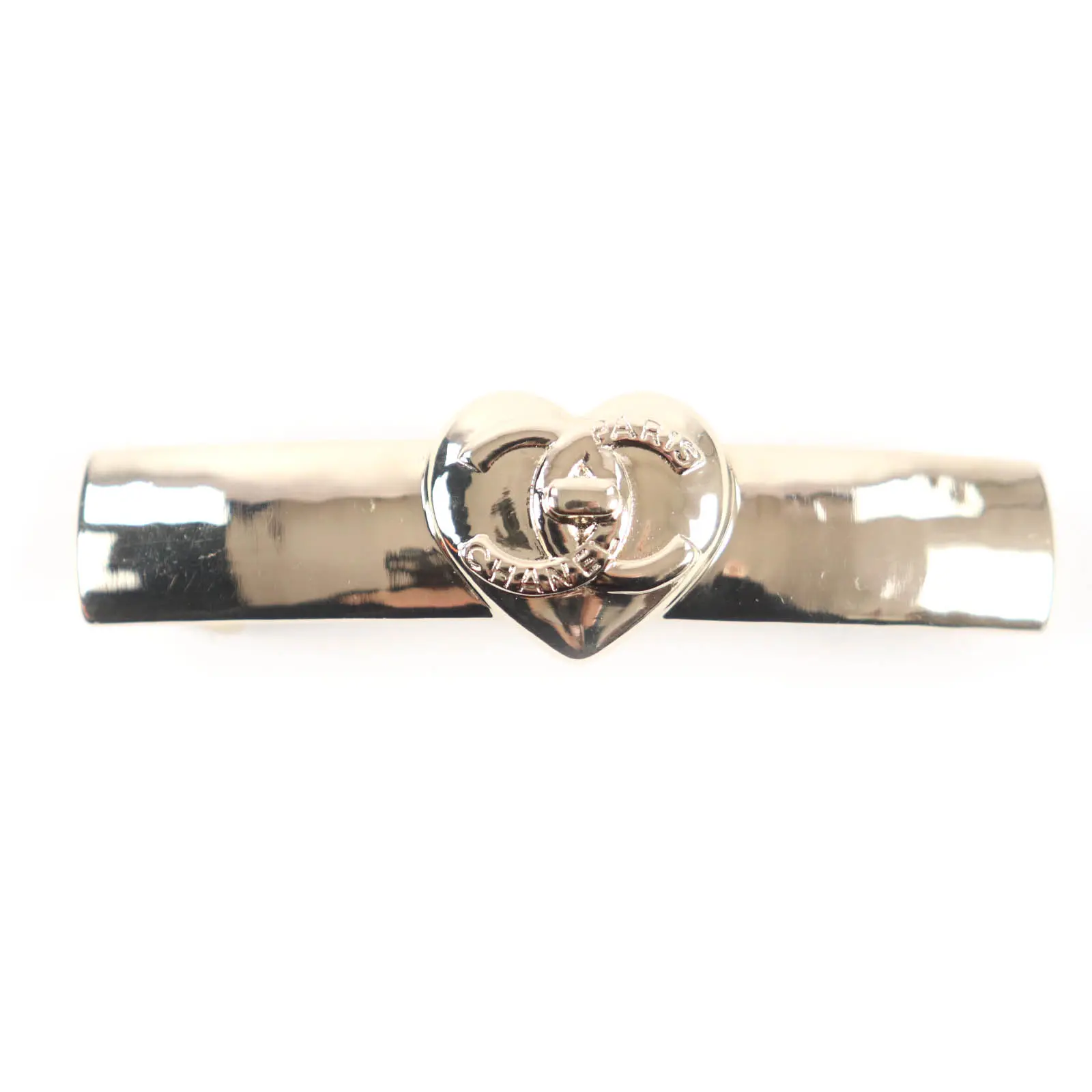 Pre-owned CHANEL Gold-plated Small Leather Goods COCO Mark Heart Hair Clip