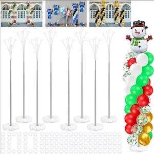 8 Sets 9.1ft Balloon Column Stand Kit for Balloon Pillars Arch with Weight Base and 50 Rings Backdrop Stands for Baby Shower