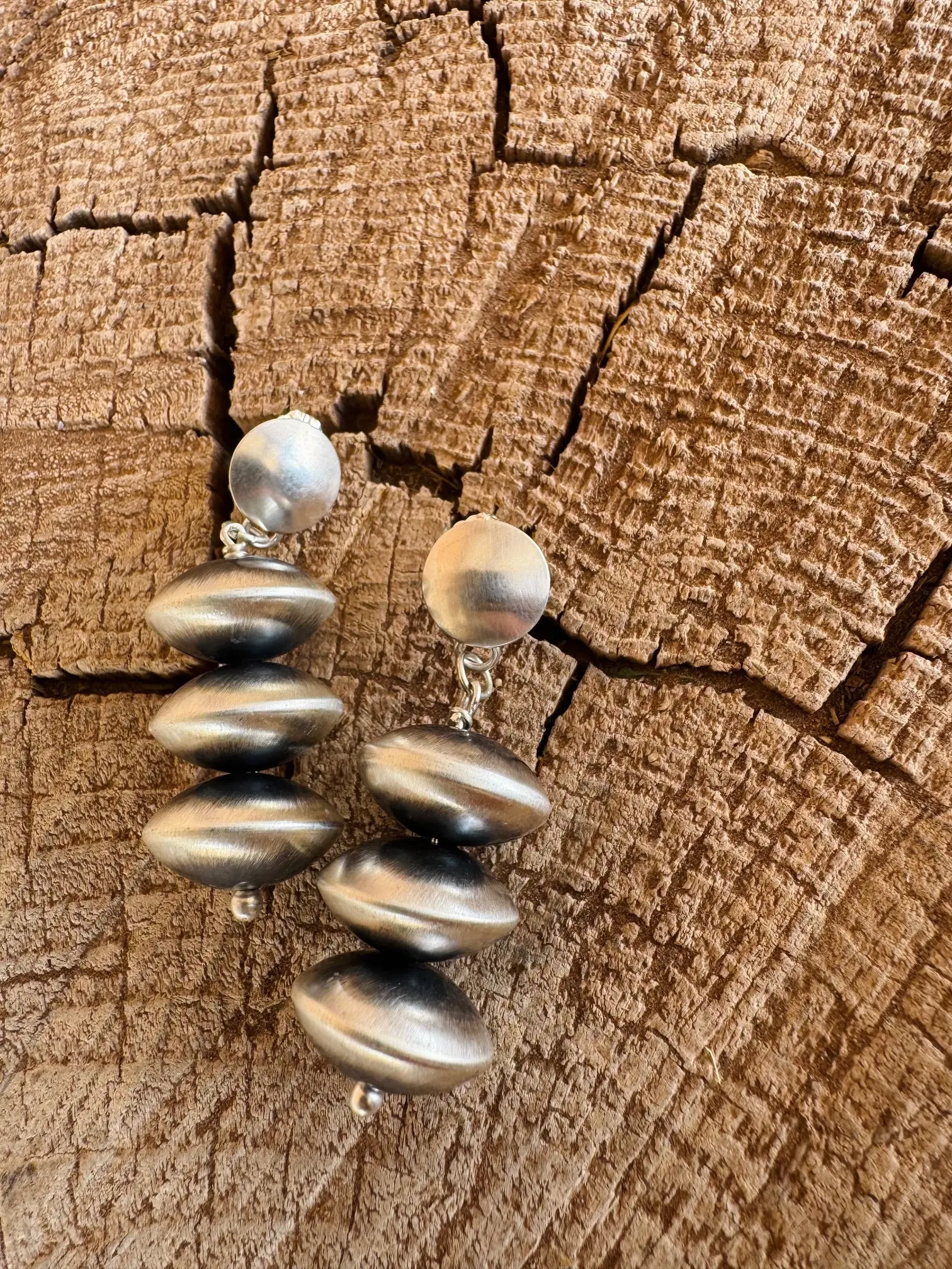 Handmade 16mm Silver Saucer Bead Earrings