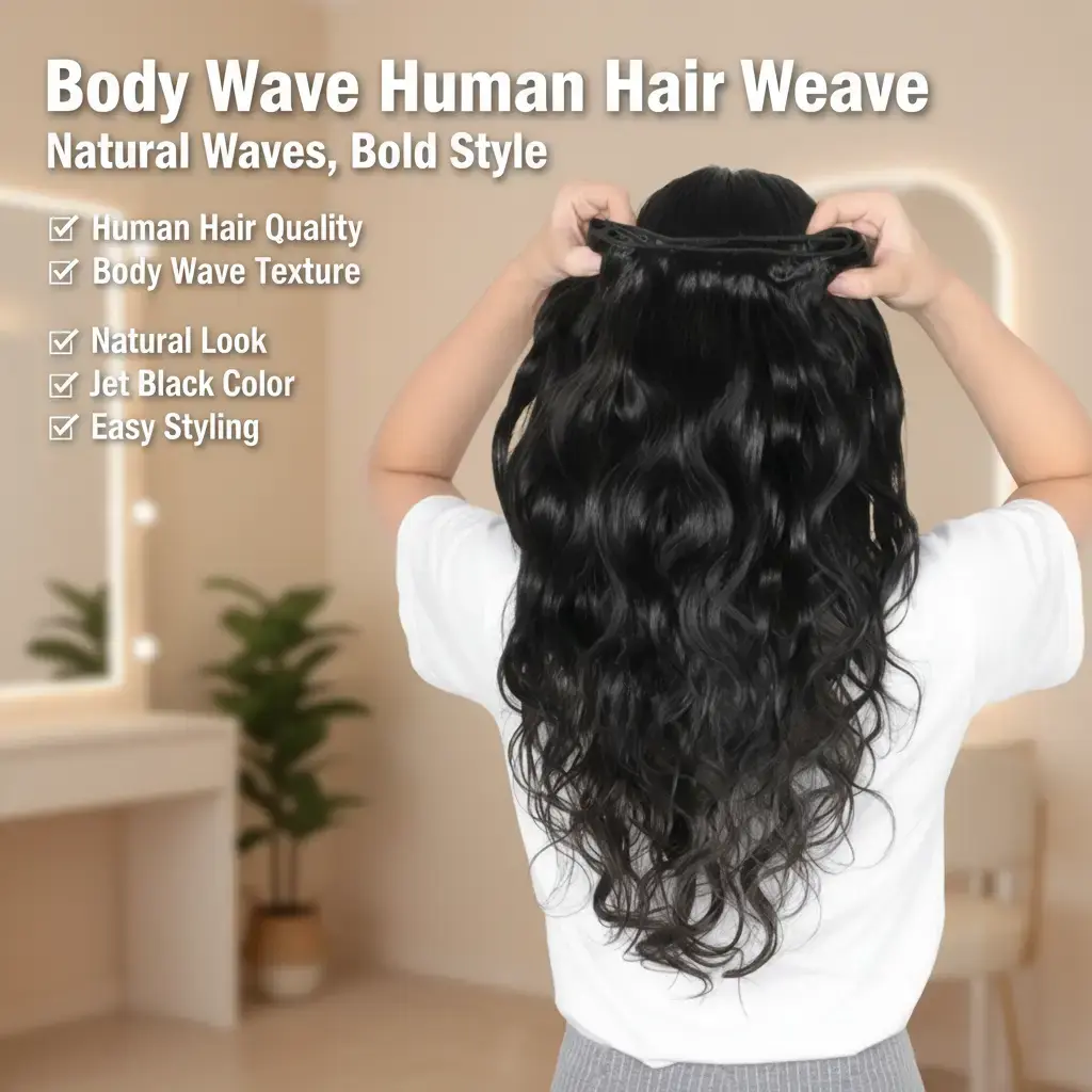 Human Hair Body Wave Weaves - Natural & Jet Black Extensions for Styling Needs