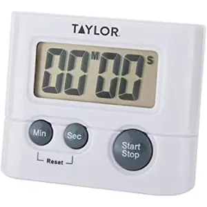 Digital timer with 99 minutes 59 seconds display, easy to use, white compact design for kitchen cooking, baking, and timing needs