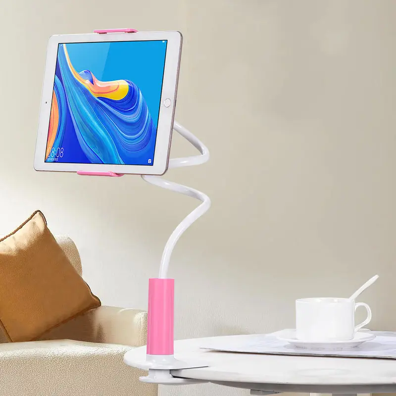 360-Degree Gooseneck Phone Holder with Clamp for Bed, Nightstand, or Desk - Clip-On Table Mount for Handsfree Smartphone and Tablet Use