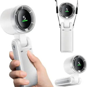 Portable Handheld Turbo Fan, 5 Gear Wind,4000mAh Battery Operated, Up to 10 Working Hours, 3 IN 1 Hand Fan Rechargeable with Air Turbo Tech Cooling Fan for Outdoor Activities, Travel, Working