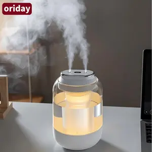 Oriday 2L Humidifiers for Bedroom, 2000mah Portable Cool Mist Rechargeable Humidifier with LED Light, Intelligent Digital Display, Cotton Stick & USB Cable