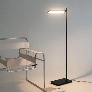 Brightech Linden LED Standing Floor Lamp for Bedroom, Living Room, Office - Tall Modern Bedside Reading Light - Dimmable and Adjustable Head - Black