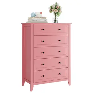 Drawer Dresser for Bedroom, Modern Chest of Drawers with Metal Knobs, Wooden Clothes Storage Organizer for Closet, Nursery, Living Room, Apartment