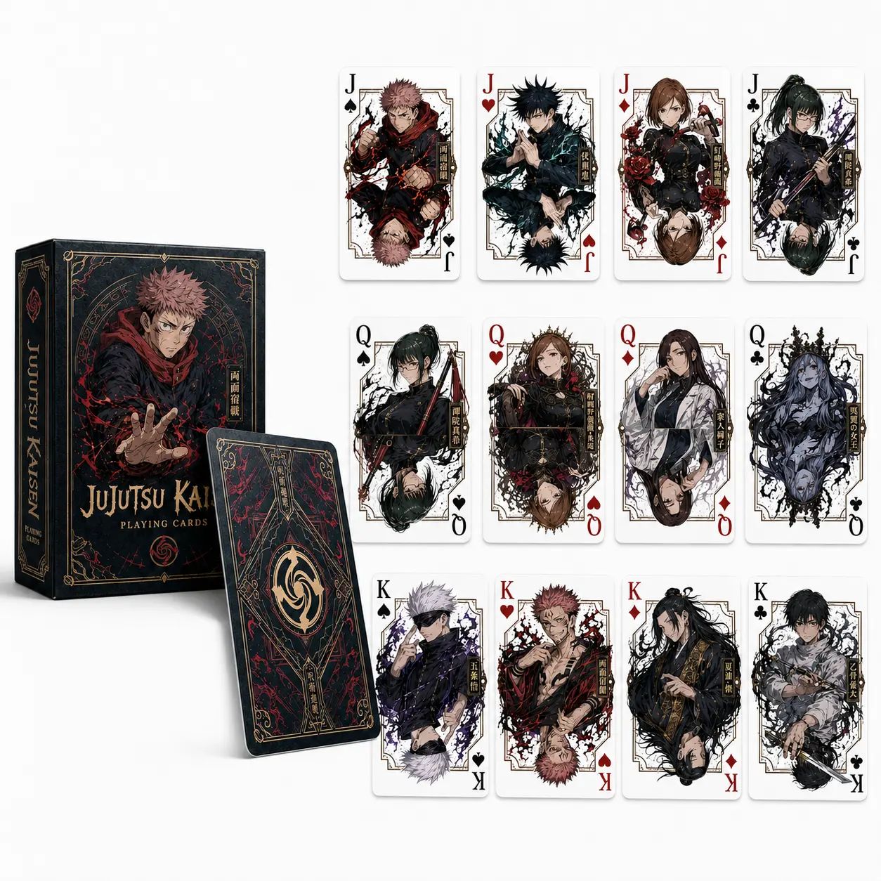 Jujutsu Kaisen Anime Poker Playing Cards, Gojo & Sukuna Dark Art Deck & Collectible Gift Idea