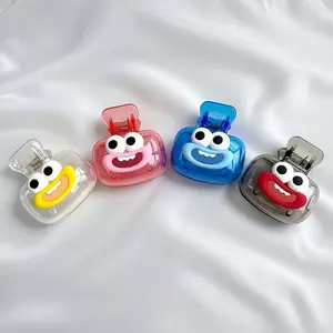 4pcs Cute Smiley Face Toothbrush Protective Covers, Random Color Dopamine Matching, Home Travel Essential, Durable Washable Material, Toothbrush Protector
