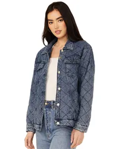 Revel Women's Diamond Stitched Denim Jacket - Bb-8169Jk