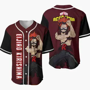 Personalized Eijiro Kirishima My Hero Academia Baseball Jersey Shirt, Baseball Jersey Shirt, Outdoor Sports, Sport Shirt, Dynamic And Comfortable