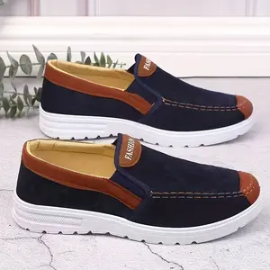 Men's Lightweight Breathable Slip-On Sneakers - -Slip Rubber Sole, Round Toe Design & All-Season Comfort - Casual & Sneakers for Running, Walking, Daily Wear - Dark Blue/White/Navy Blue Color Options (No Laces Needed)