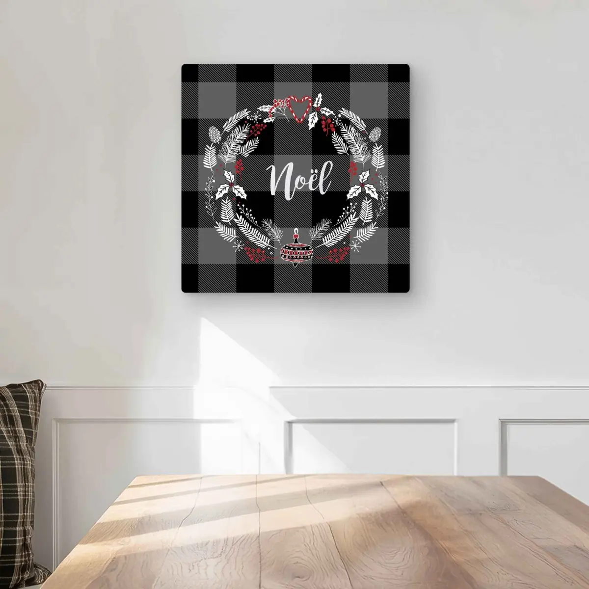 Begin Home Decor C1MP1616O4NEAE 16 x 16 in. Christmas Wreath Wall Art - Illustrative Livingroom Metal Print Decor