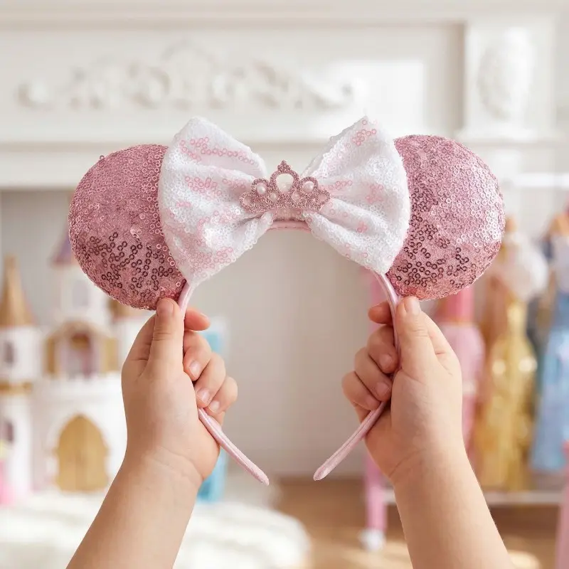 New Sequined Bow Ear Headband, Blue Diamond Sequins Mickey Mouse Ears, Festival Party Supplies, Cute Clothing Accessories, Hair Bows Headbands, Hair Accessory