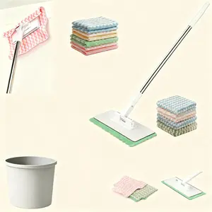 Mini Glass and Wall Cleaning Tool 360° Flexible Design with Cloth Clip Hands-Free Mop Value Pack Includes 10 Cloths Compatible with 99% of Towels Perfect for Tight Spaces and High Glass Panels