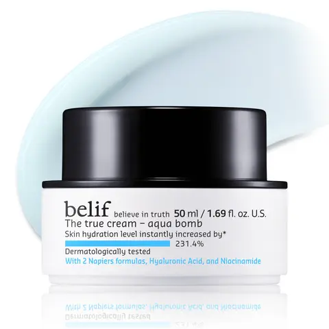 belif The True Cream Aqua Bomb, Korean Skincare with Hyaluronic Acid & Niacinamide – Intense Hydration & Fast-Absorbing Moisturizer