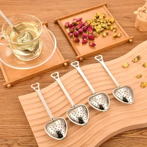 10pcs Heart-Shaped Tea Infusers, Stainless Steel Loose Leaf Tea Spoons, Heart-Shaped Stainless Steel Tea Diffusers, Tea Brewing Spoons, Mesh Tea Filters, Suitable for Black Tea, Green Tea, Flower Tea, Etc., Kitchen Gadgets, Durable and Easy to Clean