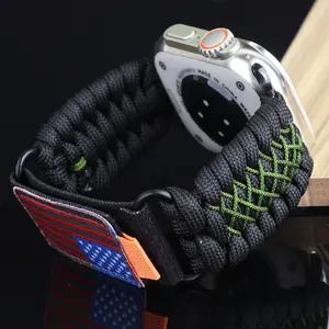 Nylon Strap Apple Watch Band, Smartwatch Strap, Compatible with Models 3-11 Se Ultra 49mm 46mm 45mm 44mm 42mm 41mm 40mm, Outdoor Sports Design, Durable, Durability & Stylish Accessory
