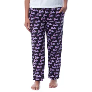 Mattel Womens' Barbie Logo All Over Print Loungewear Sleep Pajama Pants