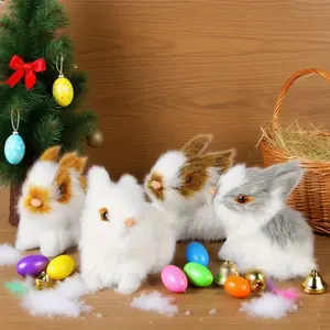 1pc/4pcs/8pcs Mini Realistic And Cute White Plush Rabbit, Easter Christmas Rabbit Simulation Rabbit Toy, Model Birthday Gift Home Ornaments, Photography Props Mori Wedding Ornaments Christmas decorations Easter Basket