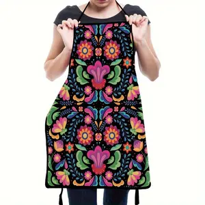 Floral Pattern Apron, 1 Count Unisex Polyester Cooking Apron, Kitchen Apron, Christmas Gift, Winter Apron for Women,Cool Autumn Apron,Nails Design Tool, Nails Art,Nails Ideas,Christmas Decorations