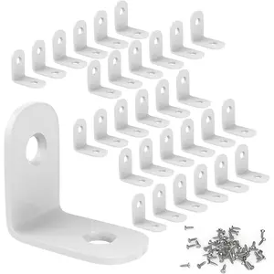 30Pcs 1" x 1" Stainless Corner Brace, 90 Degree Small Angle L-Shape Joint Corner Brackets Fastener with Screws, Perfect for Furniture, Cabinets, Bookshelf, Chair, Drawer, Shelves