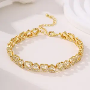 14K Gold Plated Heart Bracelet for Women Birthday Gifts for Women Wife Girlfriend