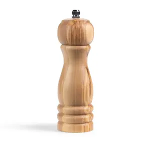 CatCora Salt Pepper Mill, Professional Italian Olivewood and Ceramic Mechanism For Grinding Peppercorns and Coarse Salt, Ergonomic Contoured Design