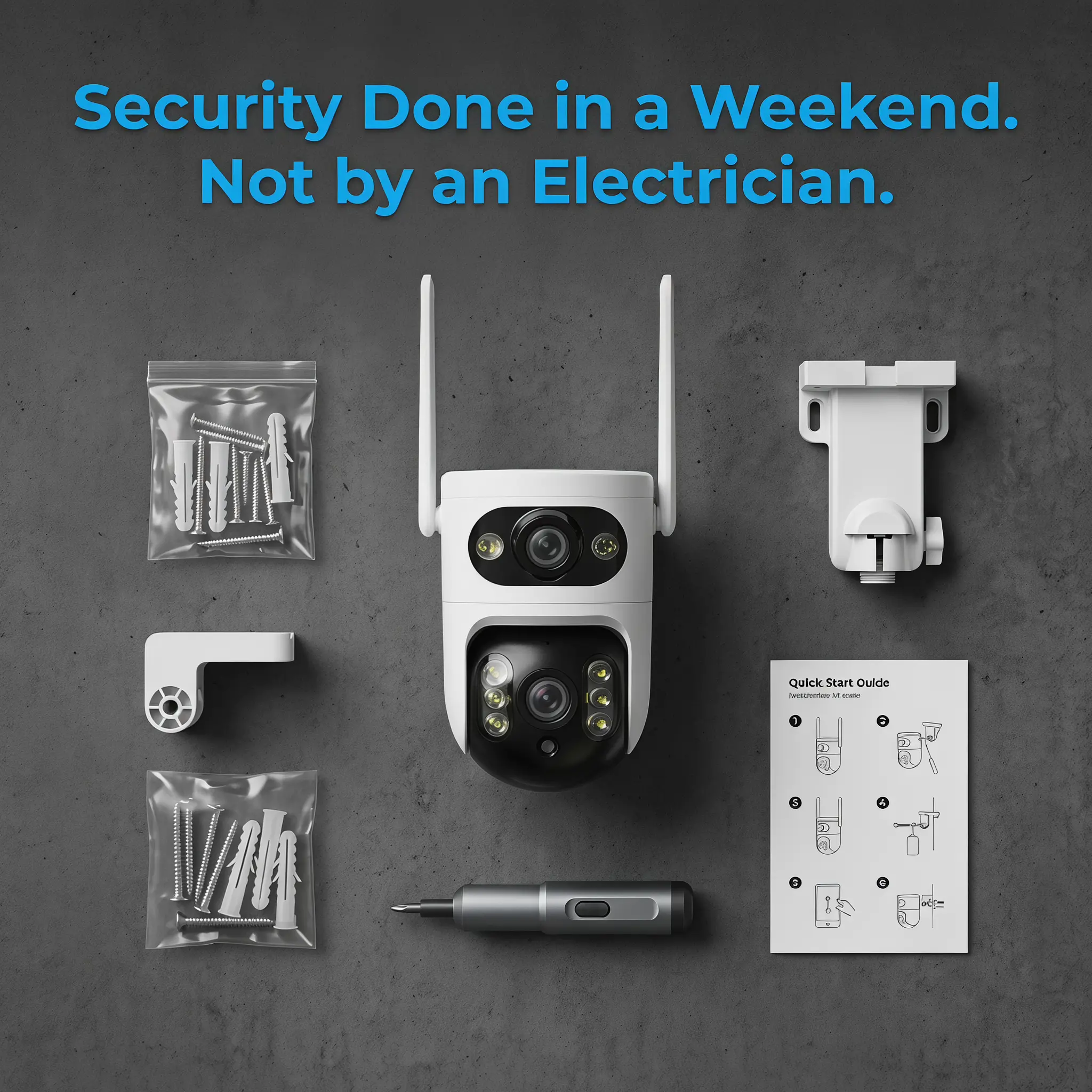 2-in-1 Dual Lens Security Camera, WiFi Wireless Outdoor Cam with Dual Screen Monitoring (No Blind Spots), 360-Degree PTZ AI Tracking, Color Night Vision, Easy Mount & Plug Installation, Lights Included (2026)