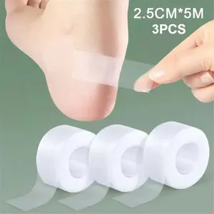 3 Pack Transparent Silicone Adhesive Bandages, Waterproof Reusable Invisible Protection for Feet Fingers Toes, Travel Essential, Trainer Bandage