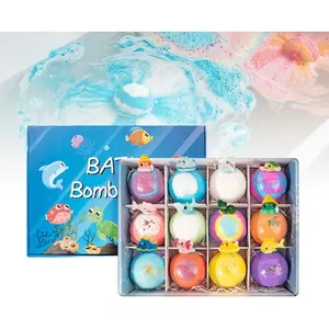 Bath Bombs with Surprise Inside, 6/12 Pack Fizzy Bubble Bath Gift Set, Dinosaur Egg & Ocean Theme Bath Fizzies, Natural Sea Salt Color Changing Spa Easter Bath Balls (Sea Animal 12PC)