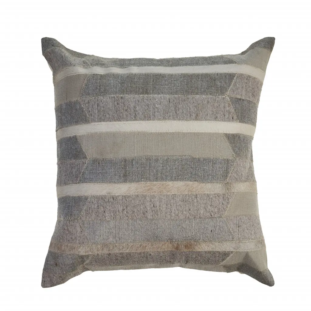 4 x 20 x 20 in. Gray Striped Zippered 100 Percent Wool Throw Pillow