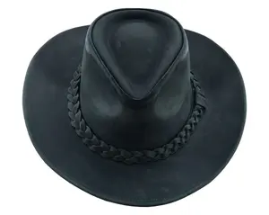 Thunder Leather Cowboy Hat for Men & Women – Handcrafted Western Outback Hat, Genuine Leather, Shapeable Brim