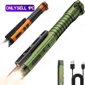 Rechargeable 500mah Mini Flashlight, Magnetic Clip and Base, 11 Modes LED, Glass Breaker and Bottle Opener, USB-C, Ideal for Work, Home, Emergency