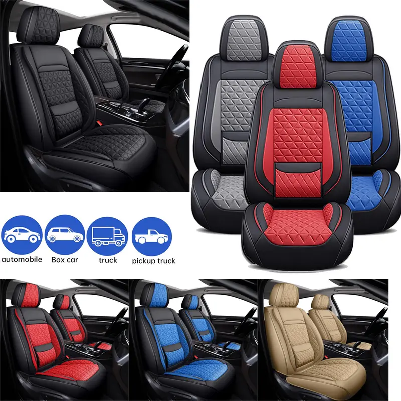Luxe Nappa Leather Car Seat Covers with UV Protection, 3D Modeled for Snug Fit, 2 48*50cm Front, 1 140*45cm Rear Backrest, 1 Armrest Cover, Full Coverage, Fits Toyota Tacoma 2016-2025 Double/Crew Cab SR, SR5, Limited, TRD Pro, Sport, Off-Road