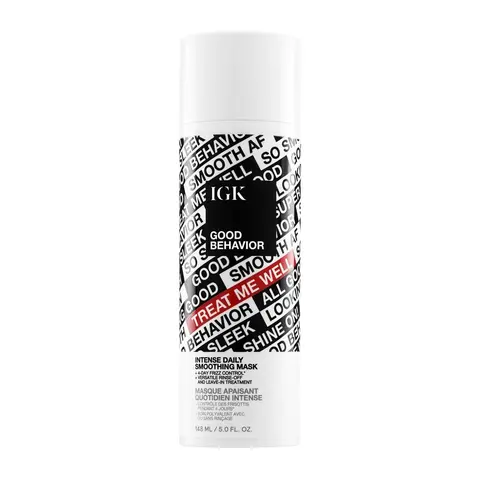 IGK GOOD BEHAVIOR Intense Daily Smoothing Mask | 4-Day Frizz Control + Nourishes + Smooths + Adds Shine | Vegan + Cruelty Free | 148ml | 5 oz