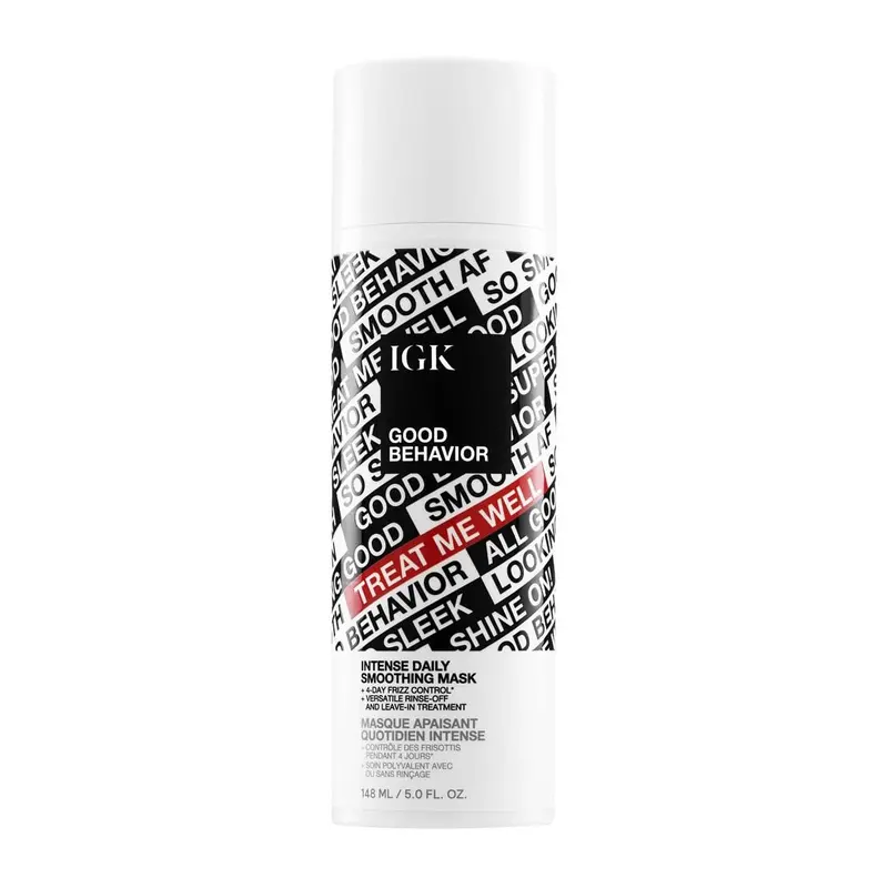 IGK GOOD BEHAVIOR Intense Daily Smoothing Mask | 4-Day Frizz Control + Nourishes + Smooths + Adds Shine | Vegan + Cruelty Free | 148ml | 5 oz