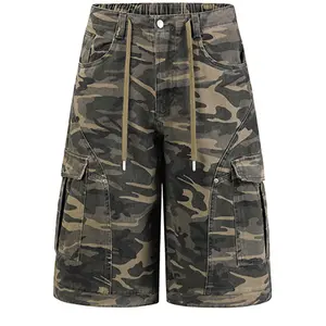 New summer camouflage 100% cotton men’s casual straight shorts; men’s unisex loose cargo shorts; multi-pocket loose straight drawstring vintage-style men’s cargo shorts. #fathersdaygift #SummerWins