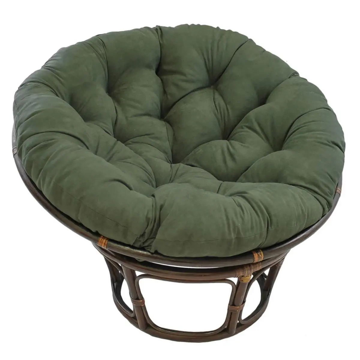 212 MAIN Outdoor Rattan Frame Papasan Chair - 42 in, Plush Micro Suede Cushion, Hunter Green, Outdoor Furniture Seating Solution