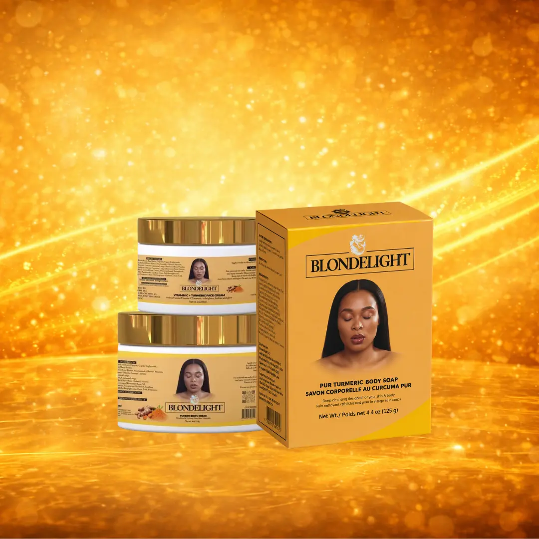 Blondelight Turmeric Rich Daily Care 3-Piece Set - Turmeric-Infused Cleanser, Moisturizer, Cream for Skin Hydration, Hydrate, Combo Skin Care Kits, Bundle Set Skin Care Kits