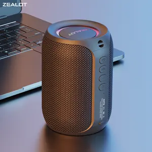15W【ZEALOT】Portable wireless speaker , high fidelitysound and audio, RGB ambient light, outdoor Bluetoothspeaker, TWS pairing,long batterylife,supports USB/TF card/AUX/BT smartphones. ldeal choicefor family/car/party/camping/gift giving