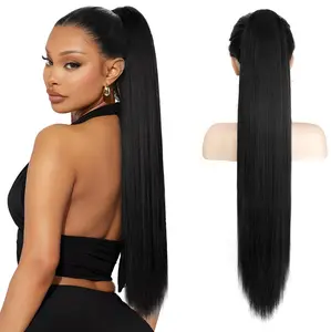 HMD Ponytail Extension Long Straight Drawstring Pony Tail Hair Pieces Synthetic Natural Soft Clip in Hair Extension for Women