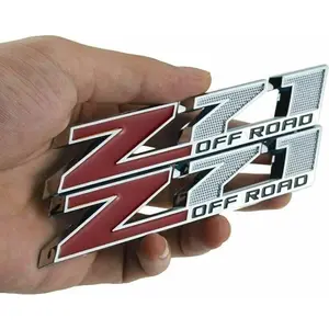 2 count 5"" Z71 Off-Road Rear Trunk Emblems Door Side  Badge Replacement for Chevy (Chrome Red), EI-SilveCutom#2
