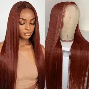 [Blend]26 Inch 13x6 Reddish Brown Wear go Glueless Wigs 9x6 Chocolate Brown & Honey Blonde #27 Glueless Layered wigs with Drawstring Effortless Install Ear to Ear Bone Straight  Human Hair Lace Front Wig Colored Transparent Lace Frontal Wig For Women