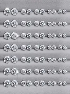 12/24/36 Pairs Irregular Size Rhinestones Decor Stud Earrings for Party,  Luxury Jewelry, Summer 2024 Elegant Trendy Stud Earrings, Women Jewelry Accessories for Party & Daily Decoration, Valentine's Day, Gift