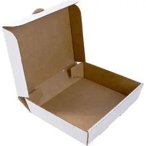 AmerCare Half Pan Corrugated Catering Box - Secure Stackable  Delivery Container, Bakery Cardboard  Storage Boxes, 13" x 10-7/8" x 3", White, Case of 50